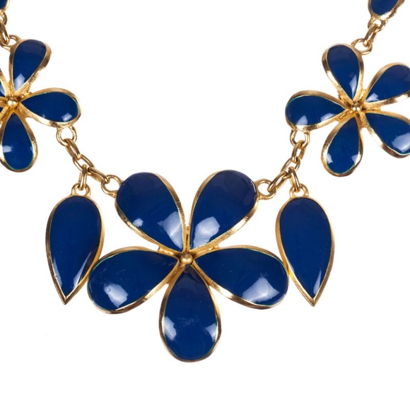 Balenciaga Two-Piece Gold and Blue Enamel Flower S - Picture 4 of 7